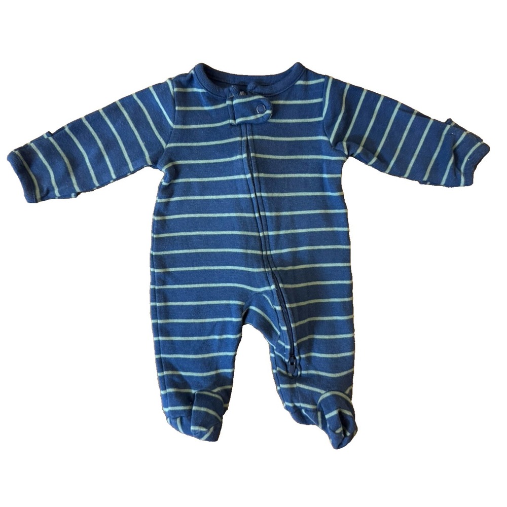 Carters Preemie Baby Boy Sleeper Striped Outfit Romper Blue Cotton Reborn Doll 3